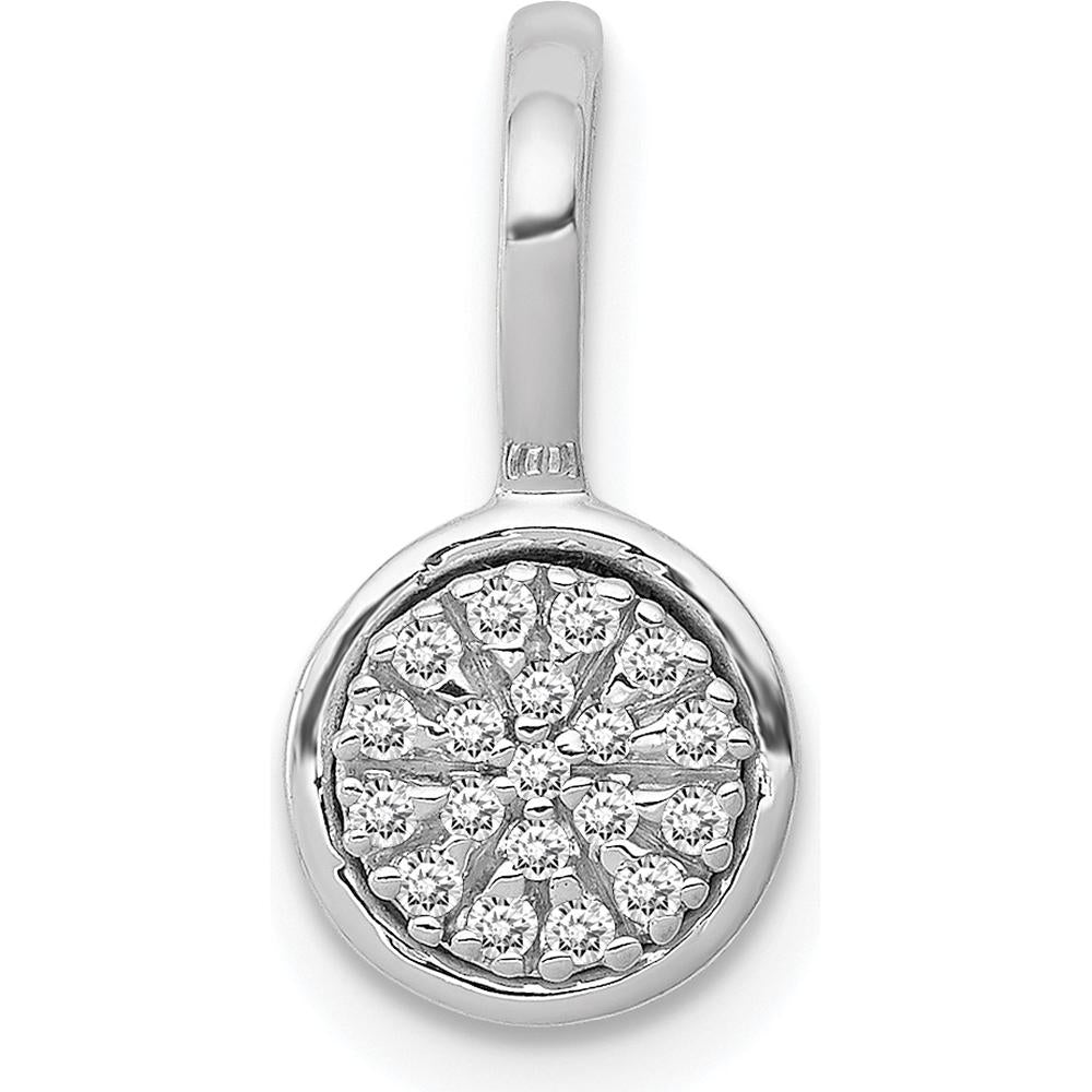 10K White Gold 1/10 Carat. Diamond Circle Cluster Pendant by Oro Pregiato