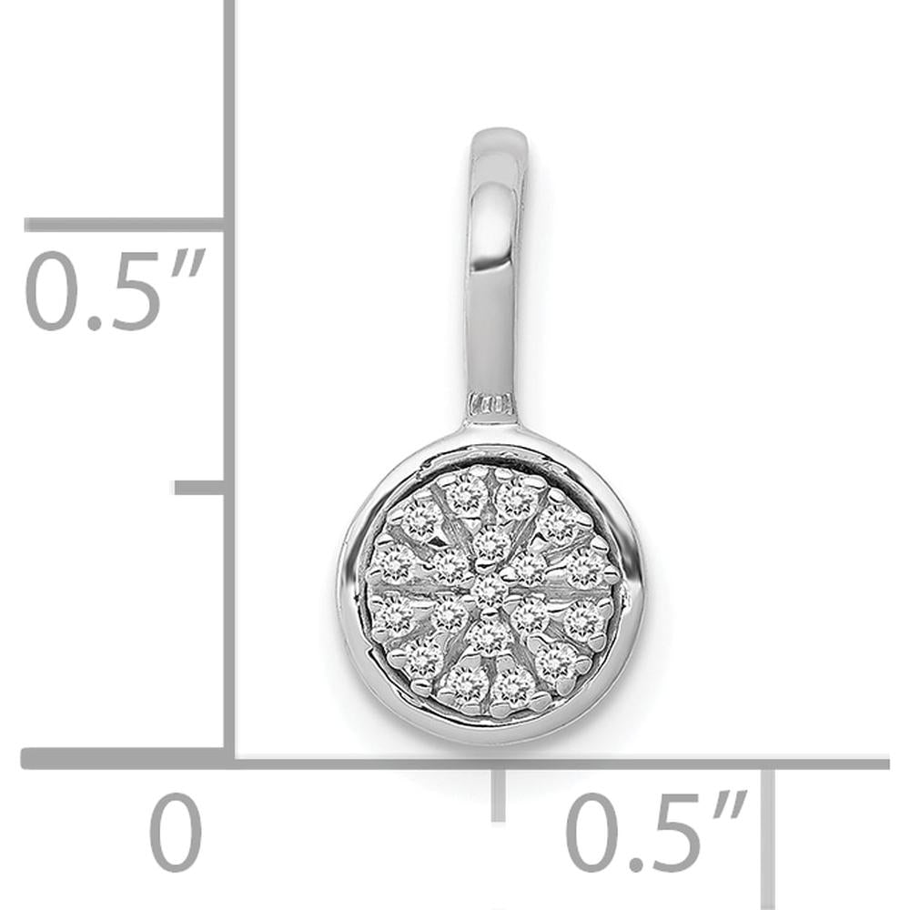 10K White Gold 1/10 Carat. Diamond Circle Cluster Pendant by Oro Pregiato