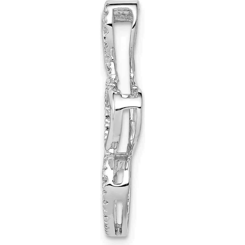 10K White Gold 1/10 Carat. Diamond Triple Heart Slide Pendant by Oro Pregiato