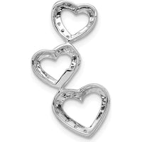 10K White Gold 1/10 Carat. Diamond Triple Heart Slide Pendant by Oro Pregiato