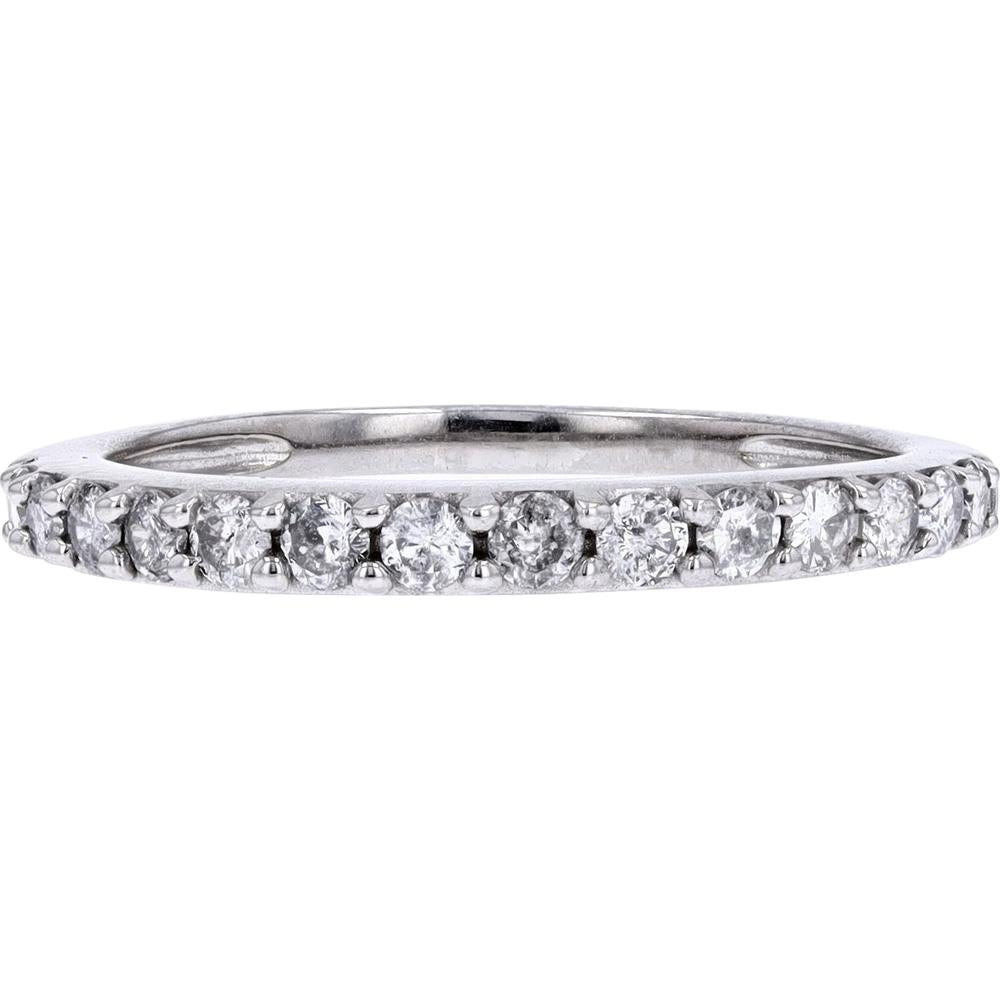 10K White Gold 1/2 Carat Total Diamond Band with Classic Shared-Prong Setting