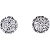 10K White Gold 1/2 Carat Total Weight Diamond Circle Cluster Studs - 1/4 Carat Each Earring