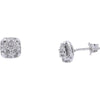 10K White Gold 1/2 Carat Total Weight Diamond Square Cluster Stud Earrings