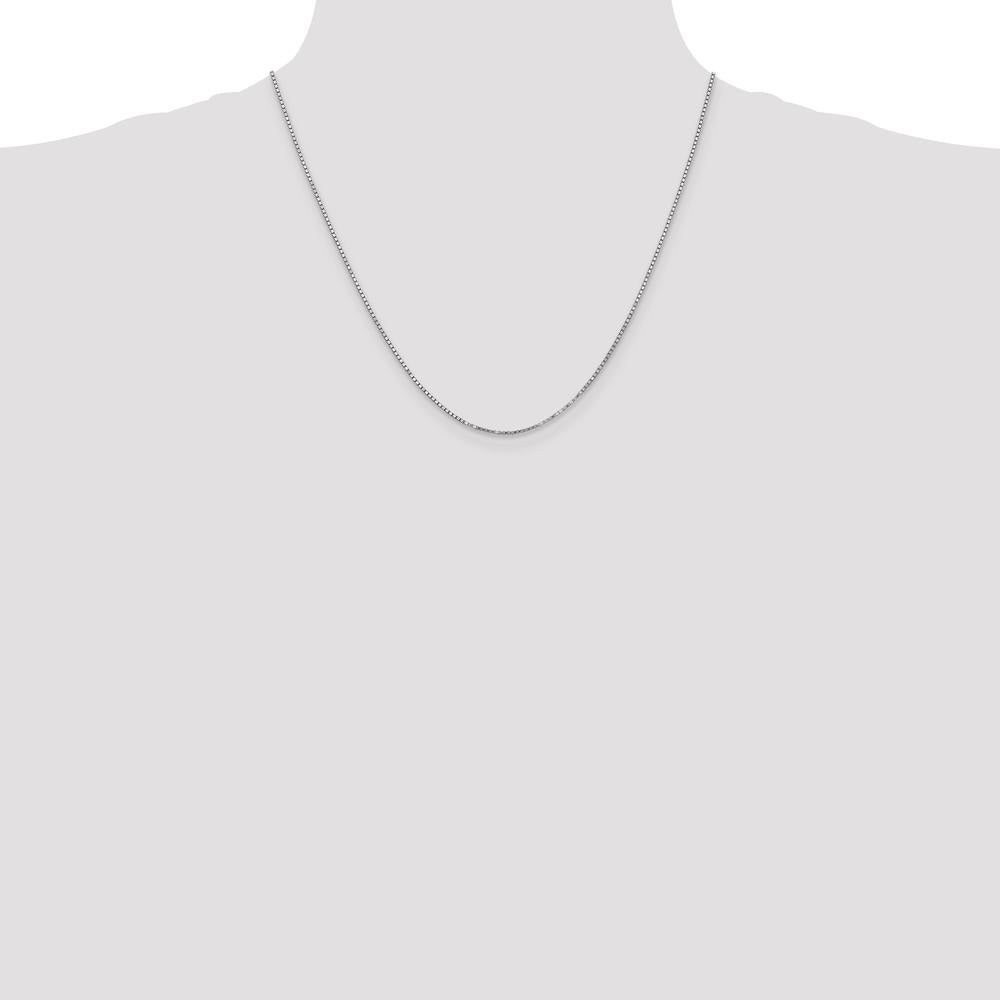 10K White Gold 1.25mm Box Chain Necklace - 20" - Rhodium Plated with Lobster Clasp