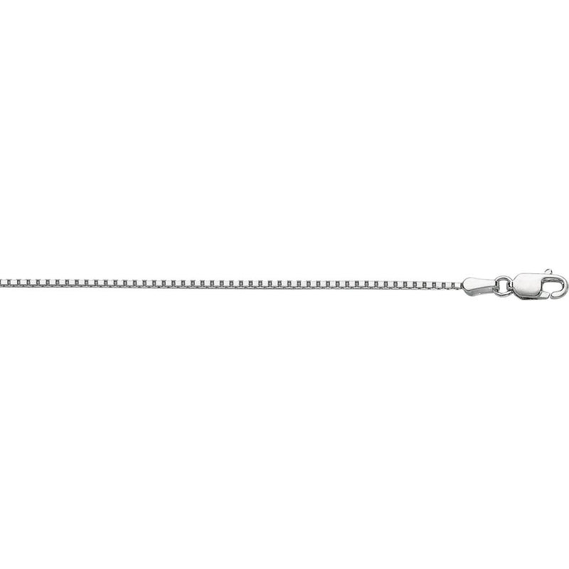 10K White Gold 1.2mm Octagonal Box Chain Necklace with Lobster Clasp - 18" by Orozza Fine Jewelry