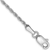 10K White Gold 1.3mm Diamond-Cut Rope Chain Anklet - 9"