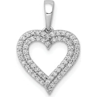 10K White Gold 1/4 Carat Diamond 2-Row Heart Pendant Necklace by Oro Pregiato
