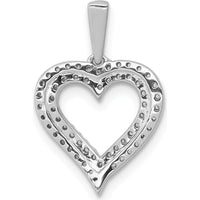 10K White Gold 1/4 Carat Diamond 2-Row Heart Pendant Necklace by Oro Pregiato