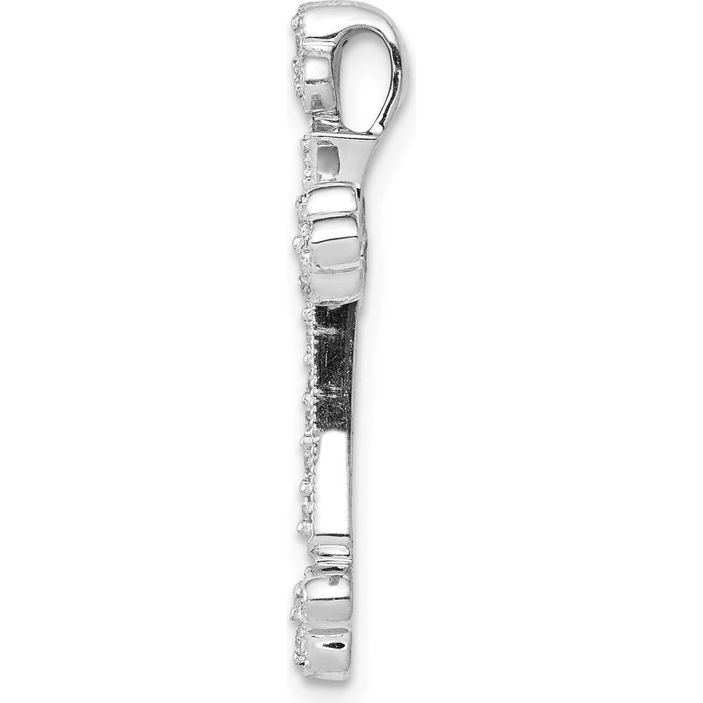 10K White Gold 1/4 Carat. Diamond Budded Cross Chain Slide - 1/4 Carat Total Diamond Weight by Oro Pregiato