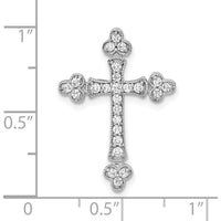10K White Gold 1/4 Carat. Diamond Budded Cross Chain Slide - 1/4 Carat Total Diamond Weight by Oro Pregiato