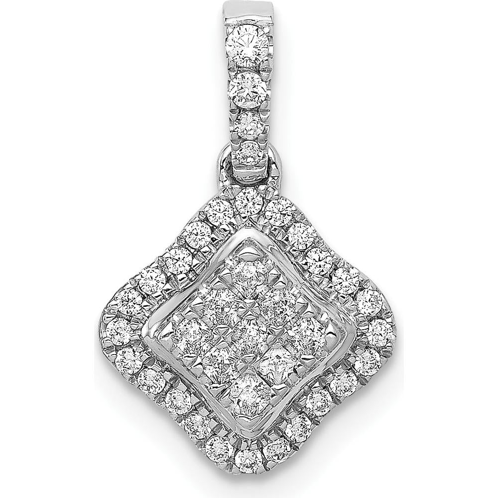 10K White Gold 1/4 Carat Diamond Cluster Pendant - Timeless Elegance by Oro Pregiato
