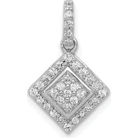 10K White Gold 1/4 Carat Diamond Cluster Pendant with Rhodium Finish by Oro Pregiato