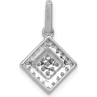 10K White Gold 1/4 Carat Diamond Cluster Pendant with Rhodium Finish by Oro Pregiato