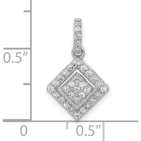 10K White Gold 1/4 Carat Diamond Cluster Pendant with Rhodium Finish by Oro Pregiato