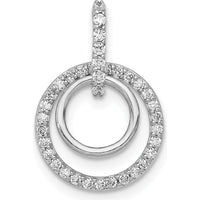 10K White Gold 1/4 Carat. Diamond Double Circle Dangle Pendant by Oro Pregiato