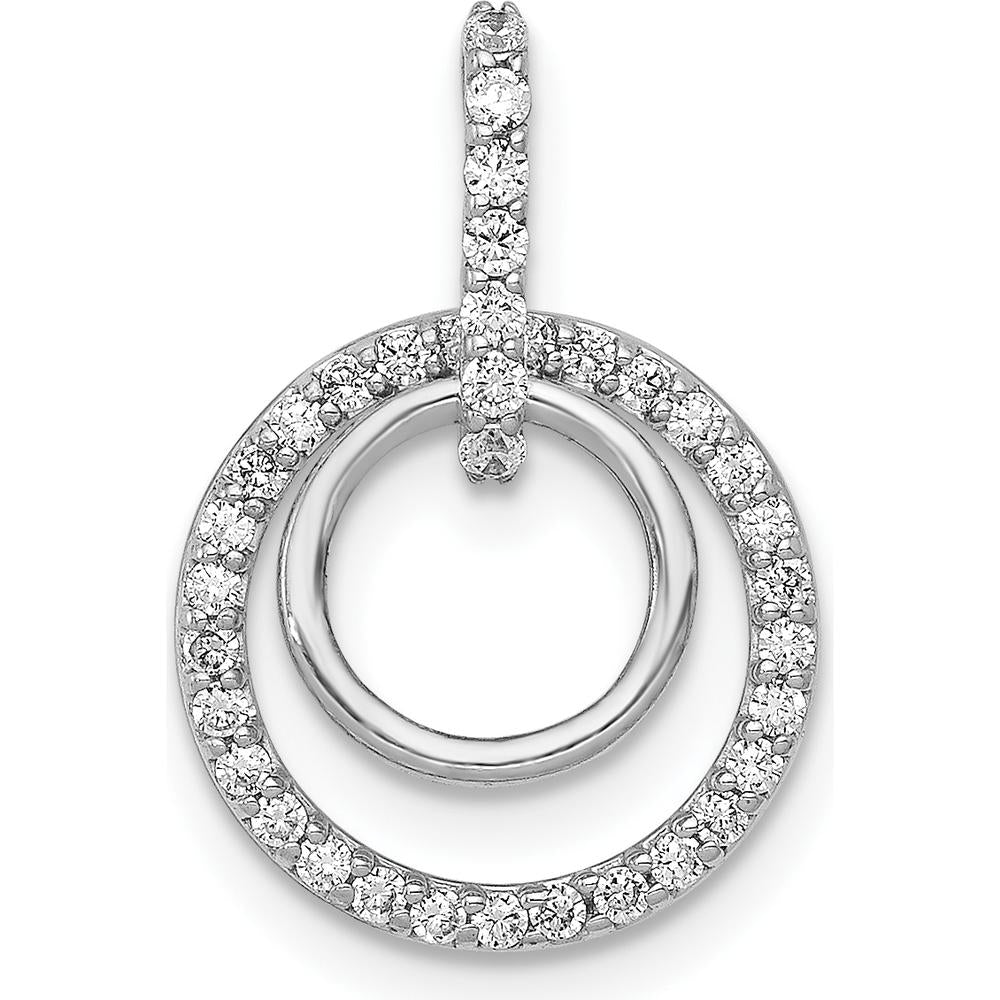 10K White Gold 1/4 Carat. Diamond Double Circle Dangle Pendant by Oro Pregiato