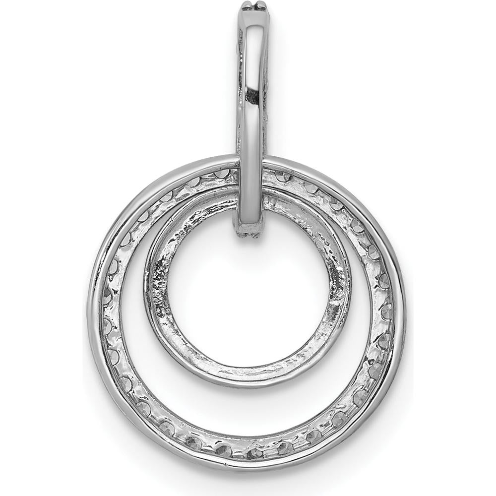 10K White Gold 1/4 Carat. Diamond Double Circle Dangle Pendant by Oro Pregiato