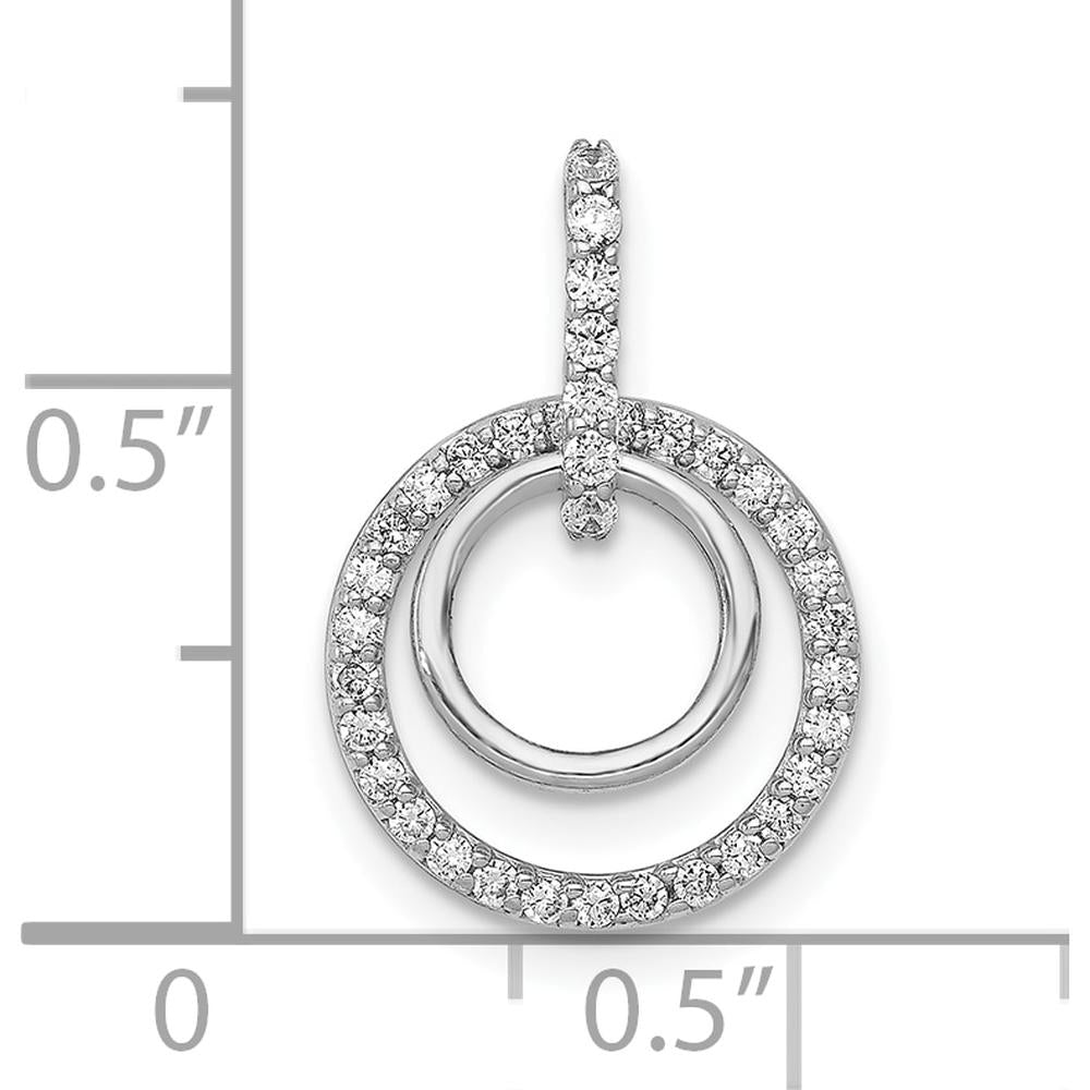 10K White Gold 1/4 Carat. Diamond Double Circle Dangle Pendant by Oro Pregiato