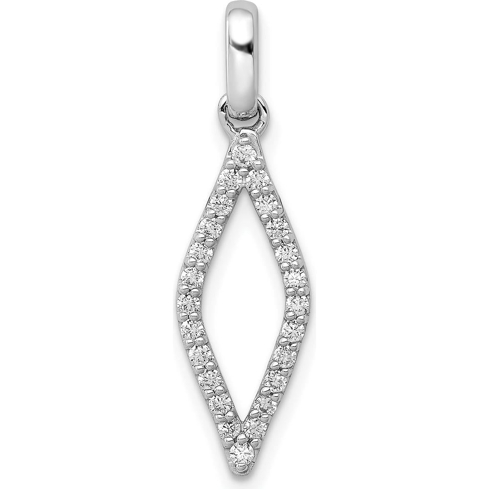 10K White Gold 1/4 Carat. Diamond Fancy Pendant with Rhodium Plating by Oro Pregiato