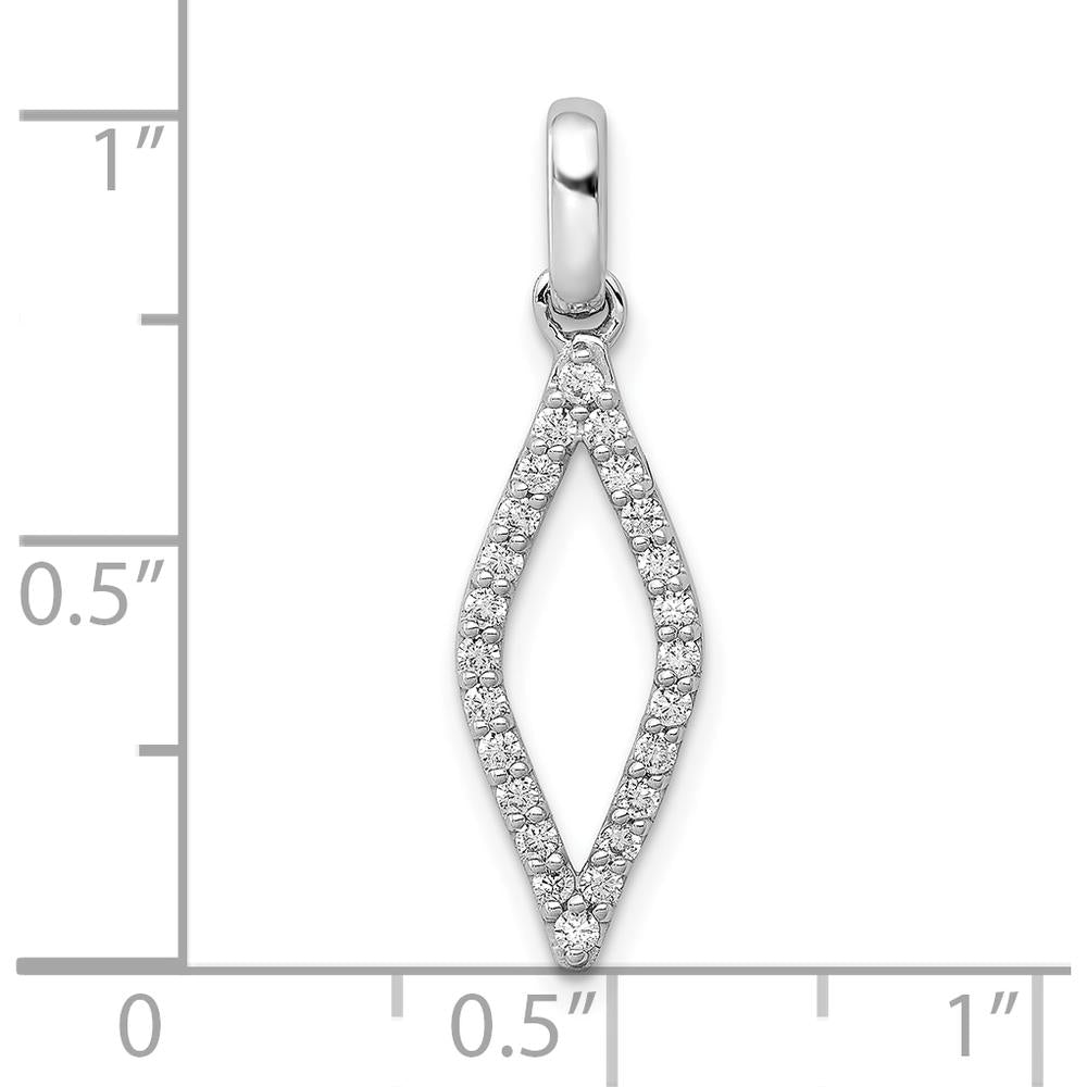 10K White Gold 1/4 Carat. Diamond Fancy Pendant with Rhodium Plating by Oro Pregiato