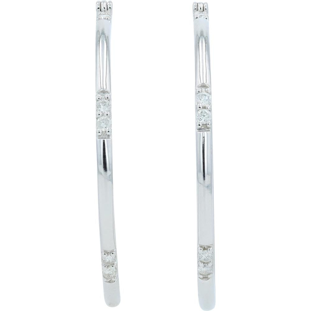 10K White Gold 1/4 Carat Diamond Hoop Earrings