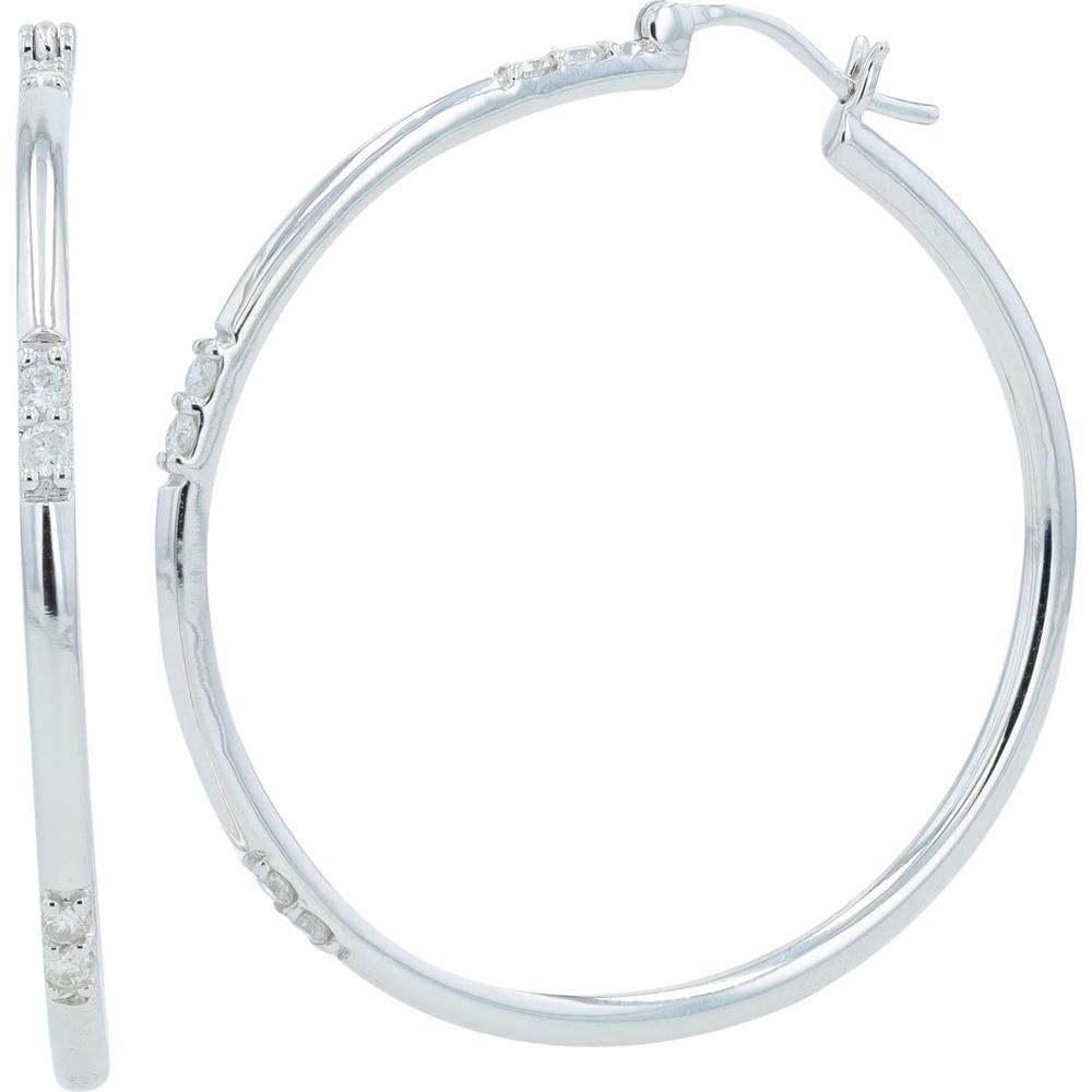 10K White Gold 1/4 Carat Diamond Hoop Earrings