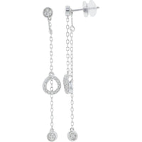 10K White Gold 1/4 Carat Total Diamond Dangle Earrings - 0.25 Carat Total Diamond Weight