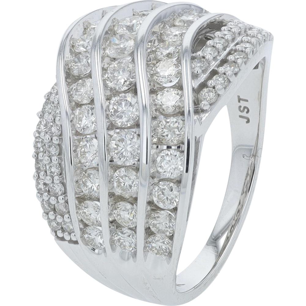 10K White Gold 1.50 Carat Total Weight Round Diamond Crossover Ring