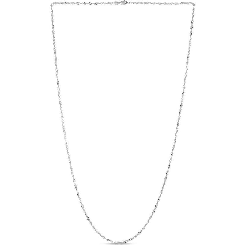 10K White Gold 1.5mm Diamond Cut Singapore Chain Necklace with Lobster Lock - 24" by Orozza Fine Jewelry