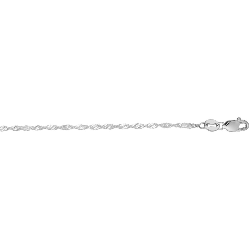 10K White Gold 1.5mm Diamond Cut Singapore Chain Necklace with Lobster Lock - 24" by Orozza Fine Jewelry