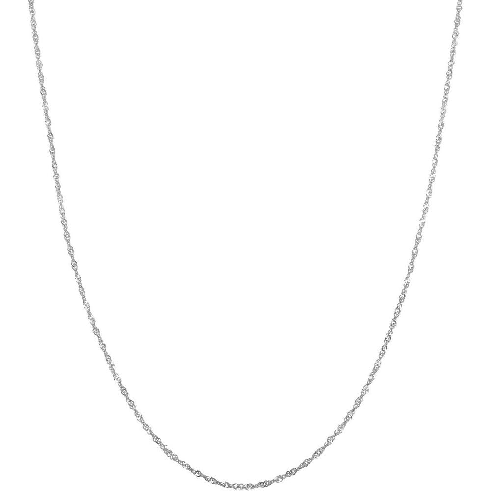 10K White Gold 1.5mm Diamond Cut Singapore Chain Necklace with Lobster Lock - 24" by Orozza Fine Jewelry