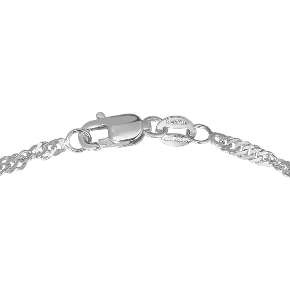 10K White Gold 1.5mm Diamond Cut Singapore Chain Necklace with Lobster Lock - 24" by Orozza Fine Jewelry