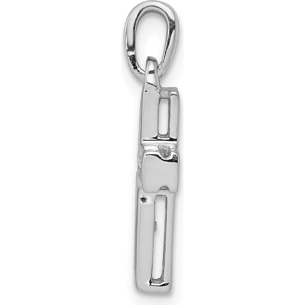 10K White Gold 1/6 Carat. Diamond Latin Cross Pendant by Oro Pregiato