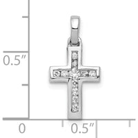 10K White Gold 1/6 Carat. Diamond Latin Cross Pendant by Oro Pregiato