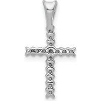10K White Gold 1/6 Carat. Diamond Latin Cross Pendant with Rhodium Plating - Timeless Faith Necklace by Oro Pregiato