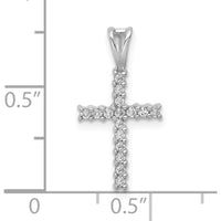 10K White Gold 1/6 Carat. Diamond Latin Cross Pendant with Rhodium Plating - Timeless Faith Necklace by Oro Pregiato