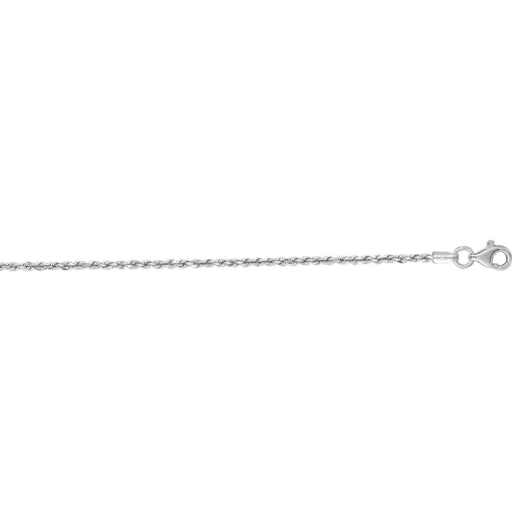 10K White Gold 1.6mm Diamond Cut Rope Chain Necklace - 16" Length by Orozza Fine Jewelry