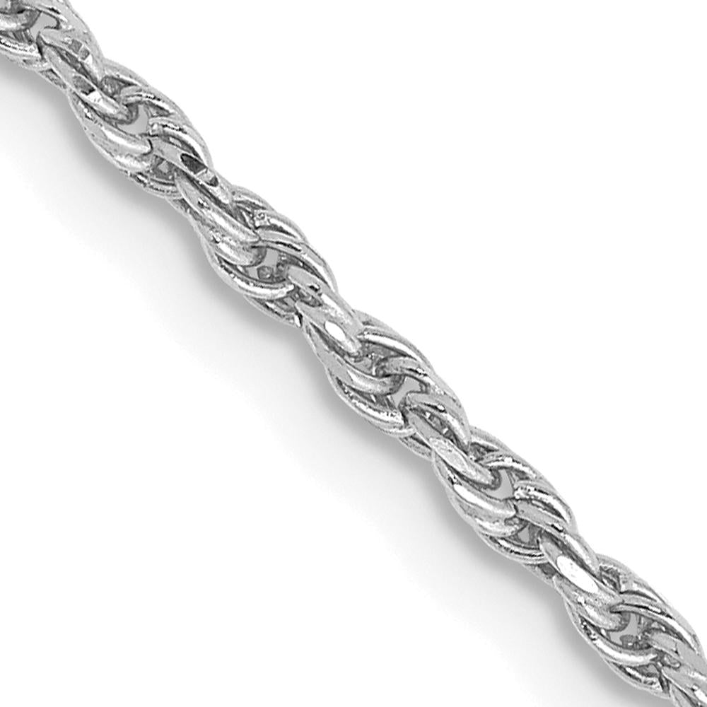 10K White Gold 1.6mm Diamond Cut Rope Chain Necklace - 20"