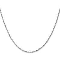 10K White Gold 1.6mm Diamond Cut Rope Chain Necklace - 20"