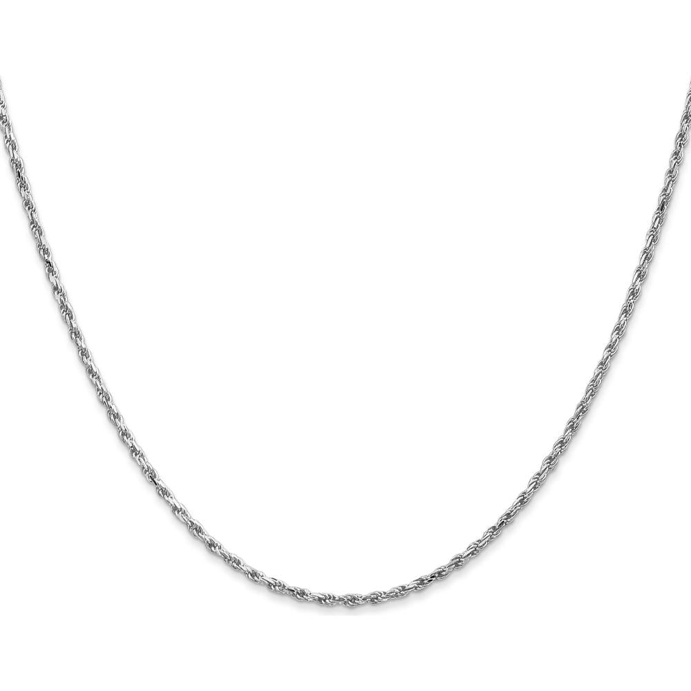 10K White Gold 1.6mm Diamond Cut Rope Chain Necklace - 20"