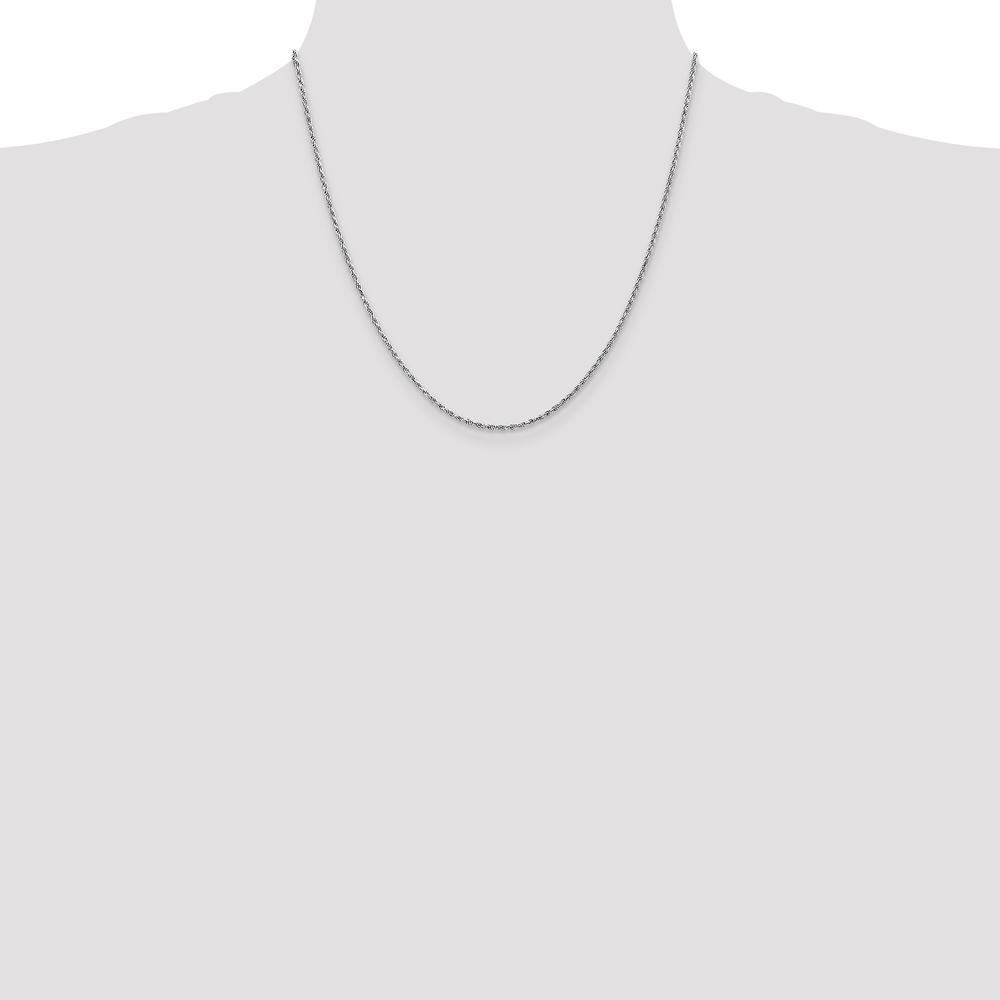 10K White Gold 1.6mm Diamond Cut Rope Chain Necklace - 20"