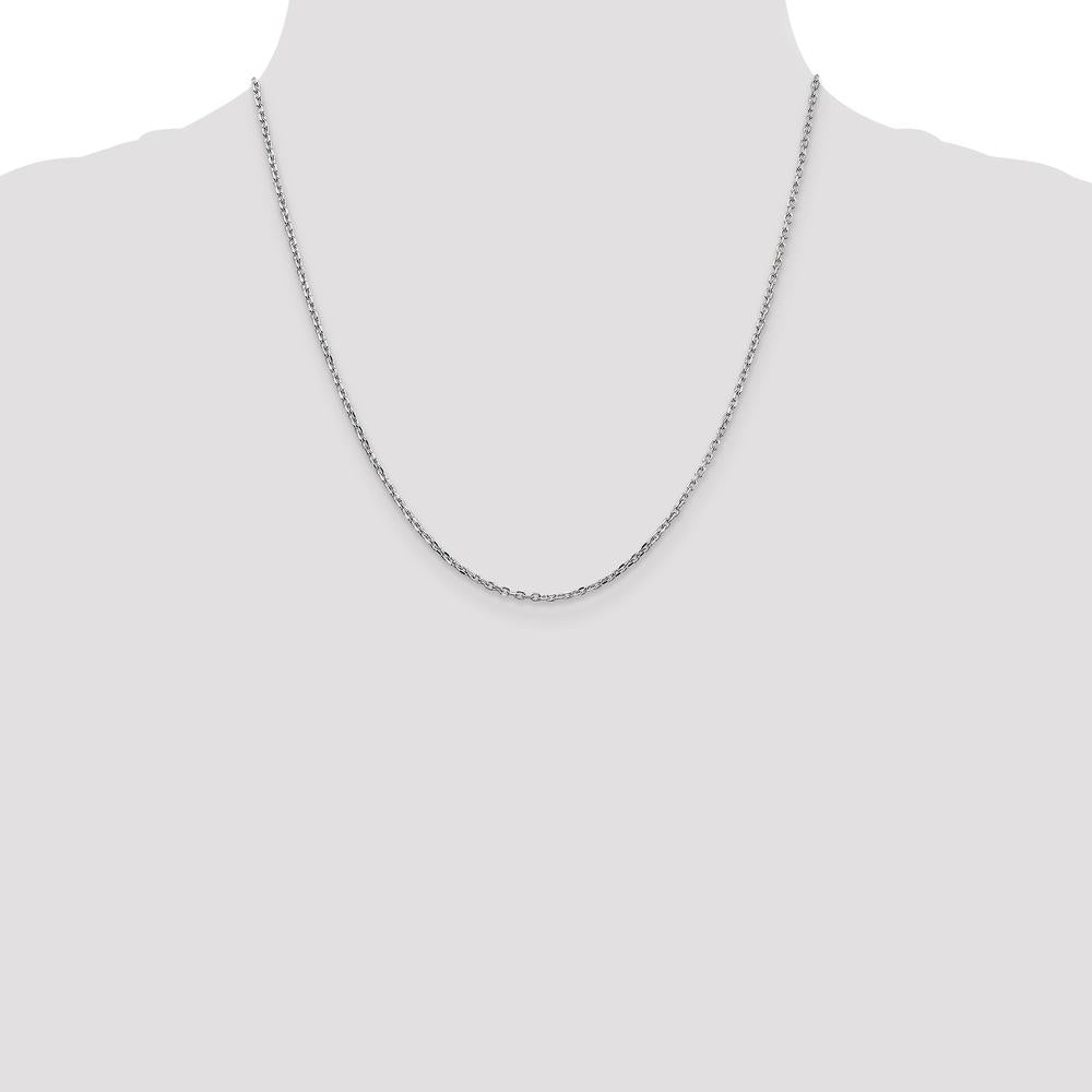 10K White Gold 1.8mm Diamond-Cut Round Open Link Cable Chain Necklace - 20"