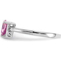 10K White Gold 1-Carat Created Pink Sapphire Trillion Cut Ring