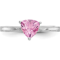 10K White Gold 1-Carat Created Pink Sapphire Trillion Cut Ring