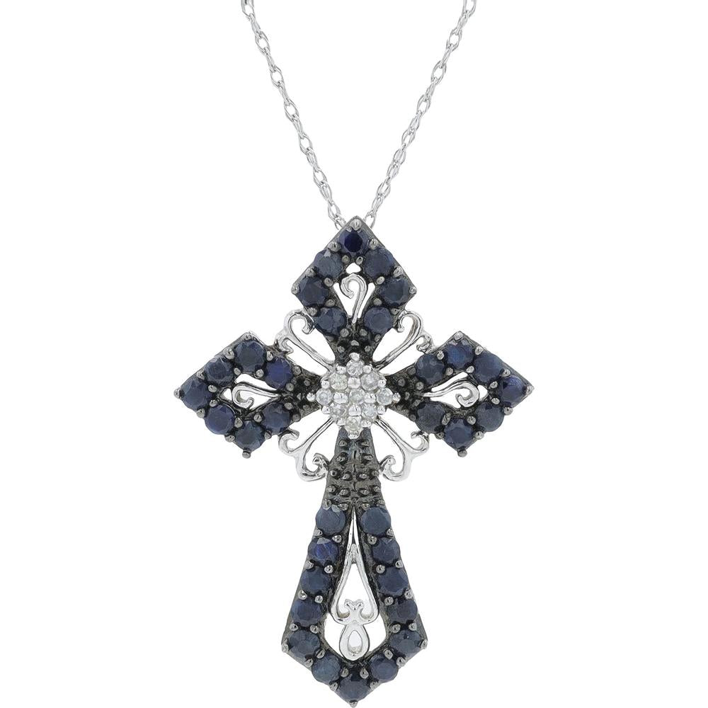 10K White Gold 1 Carat Diamond Cross Pendant