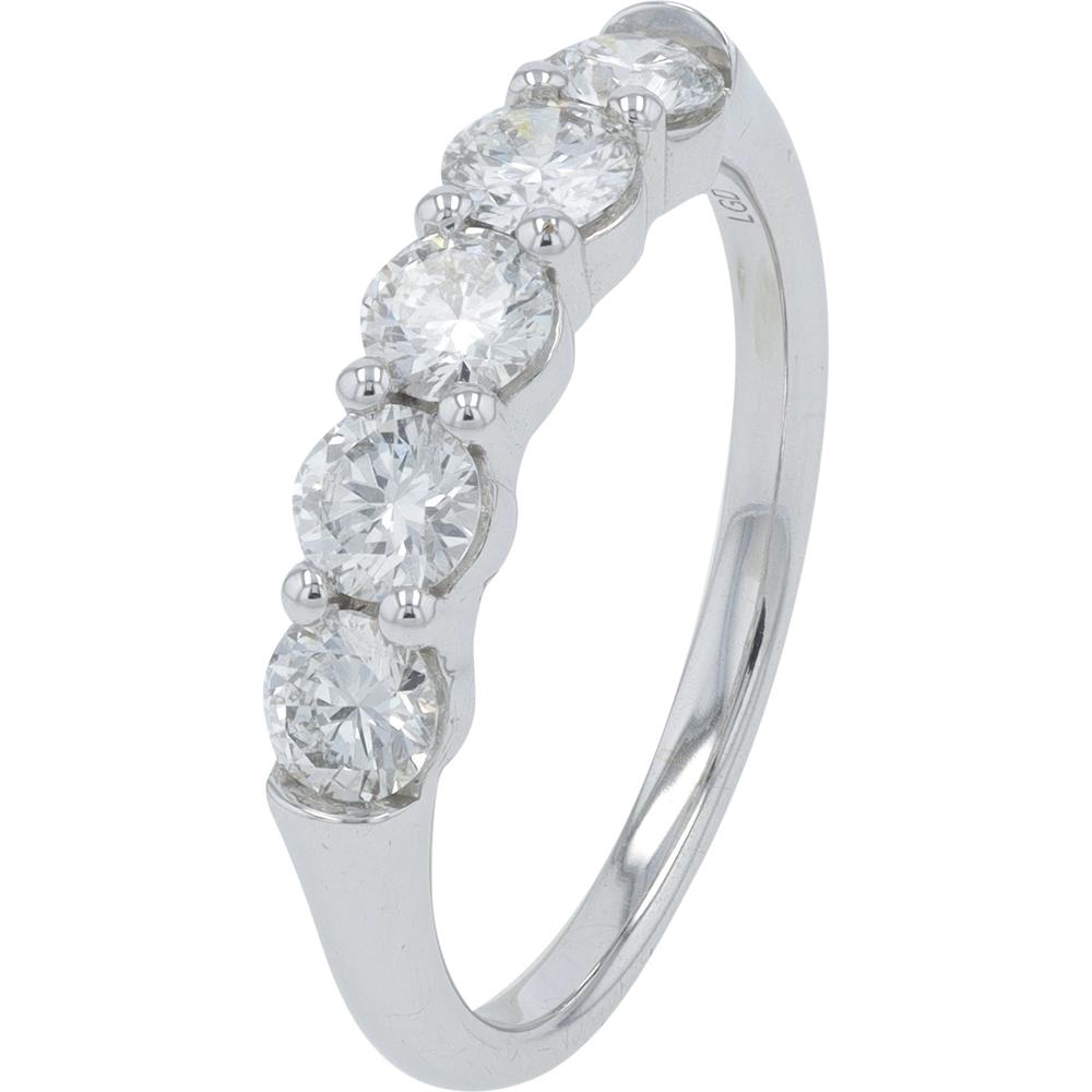 10K White Gold 1 Carat Lab Grown Diamond Band with Prong Set Round Diamonds