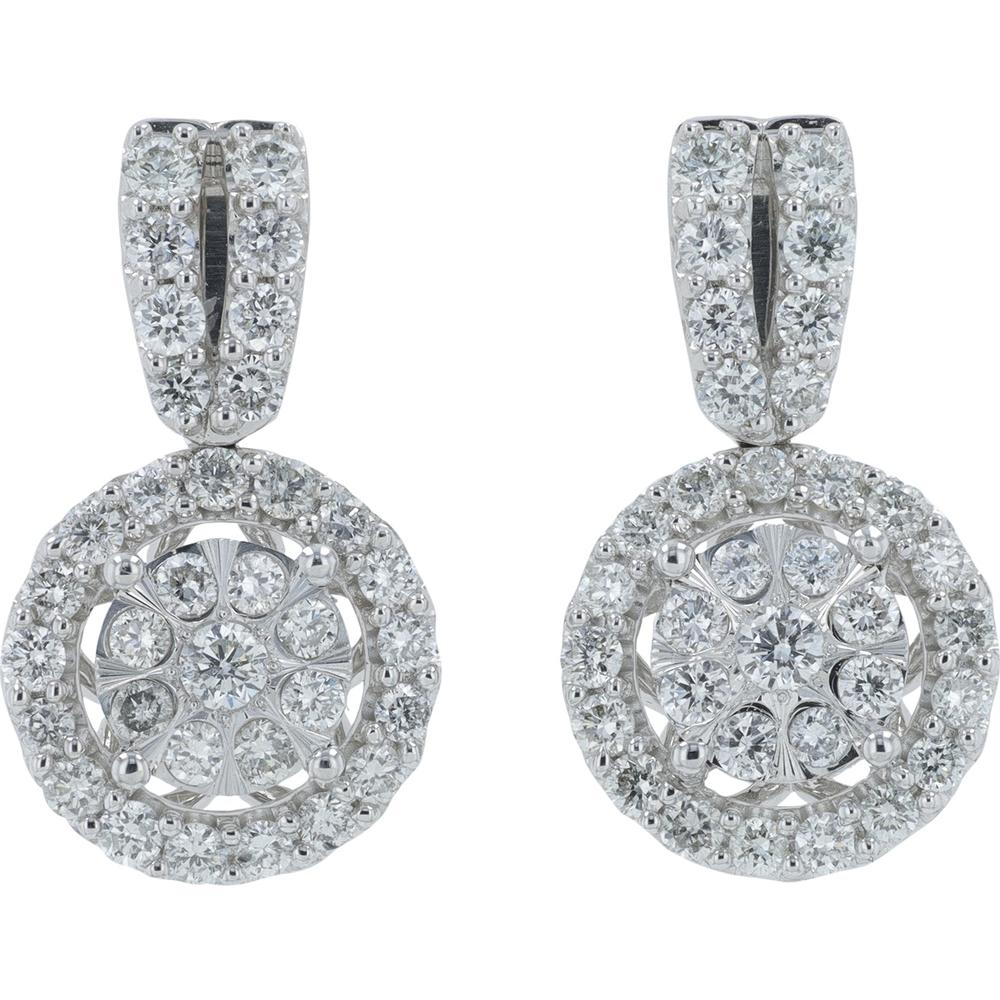 10K White Gold 1 Carat Lab Grown Diamond Halo Drop Earrings - 1.00 Carat Total Diamond Weight