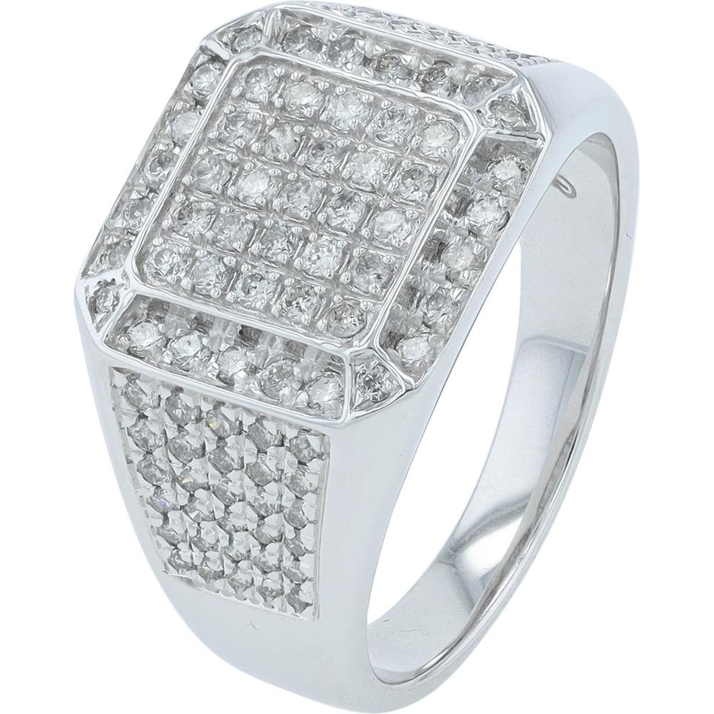 10K White Gold 1 Carat Total Diamond Cluster Ring