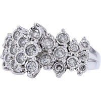 10K White Gold 1 Carat Total Weight Diamond Miracle Set Cluster Ring