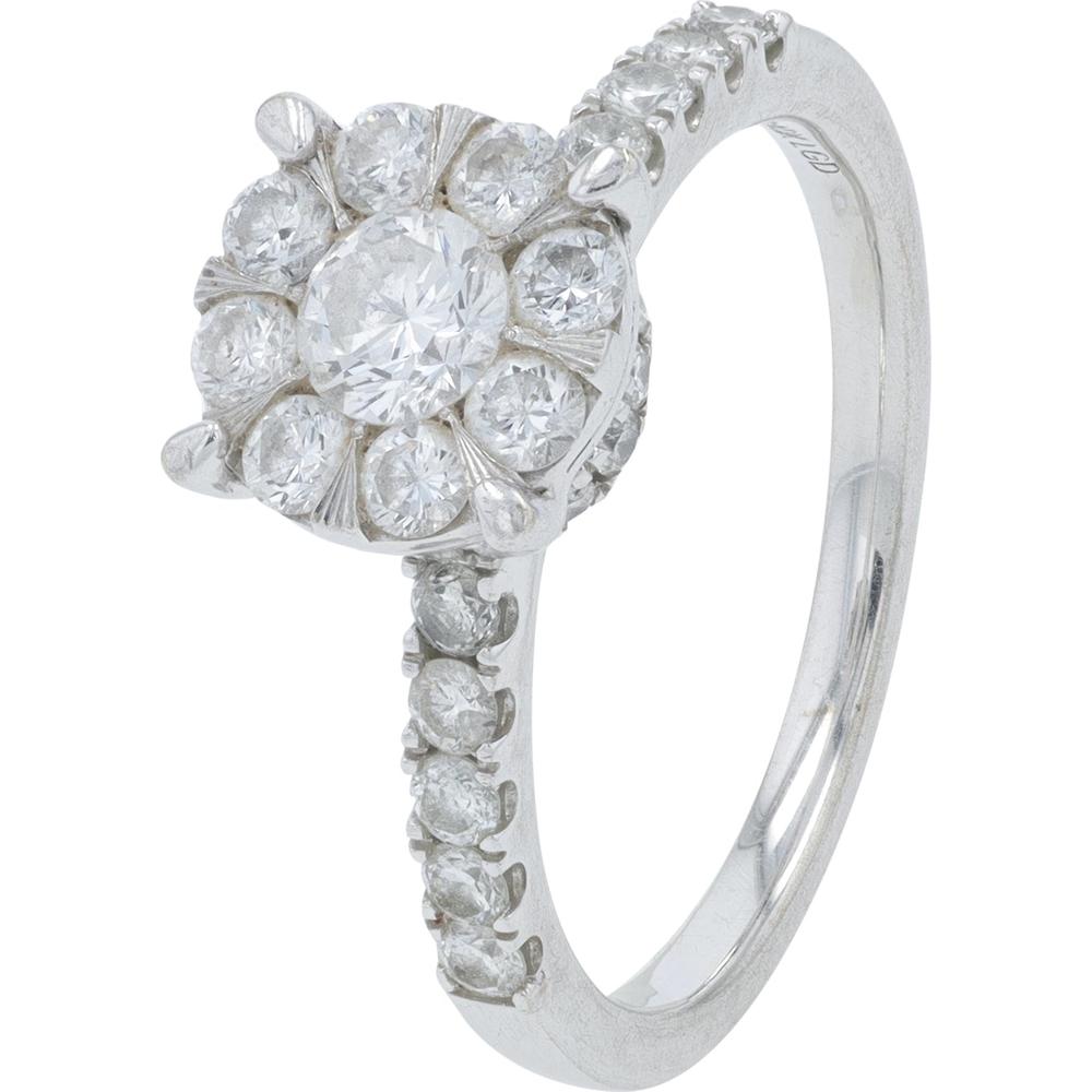 10K White Gold 1 Carat Total Weight Lab Grown Diamond Halo Engagement Ring